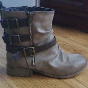 Brown boots with straps